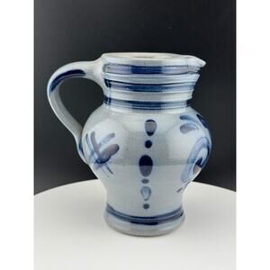 Unsigned Grey and Blue Salt Glaze Pitcher